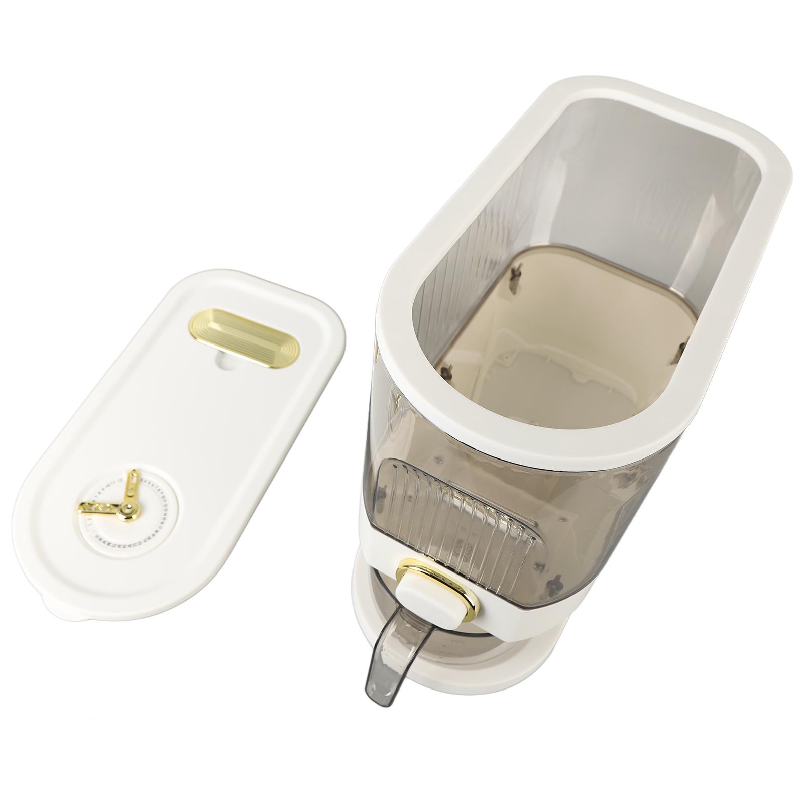 

Rice Dispenser Clear Button Operation Odorless Dry Food Storage Container with Measuring Cup for Grains Beans White L L