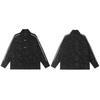 Unisex Oversized Cotton Blend Printed Jacket With Bamboo Leaf Stand Collar Zip Front Loose Fit Fall