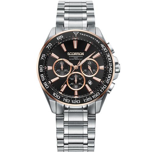 [SCORPION] SCORPION Alecto Хронограф Металлические Часы SP3340M-RBK FREE