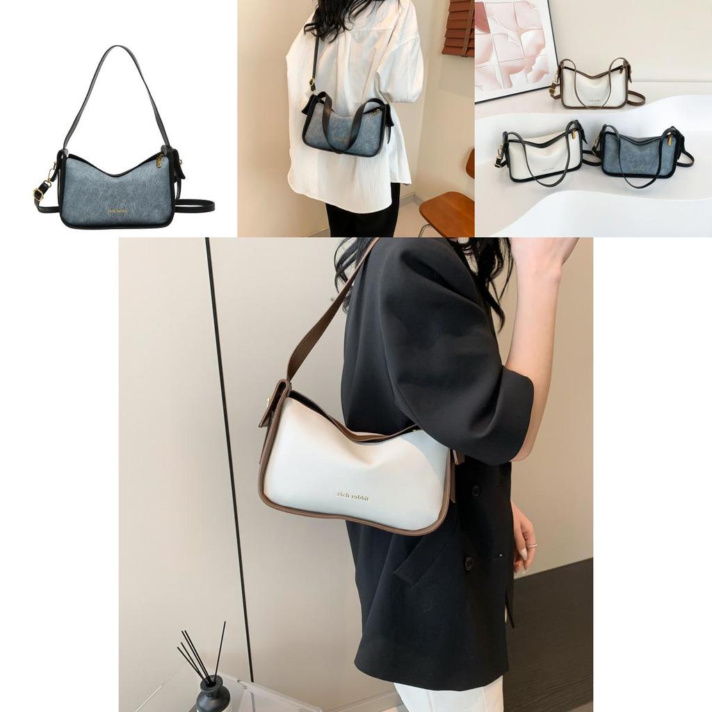 High-quality Color-block Shoulder Bag 2024 For Women Street Style Pu Crossbody Bag With Trendy Stitching Ins Style