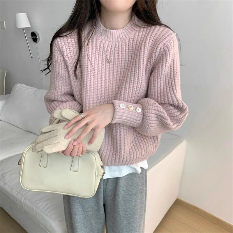 Women's Japanese Retro Loose Knit Pullover - Soft, Long Sleeve Base Layer for Spring/Autumn