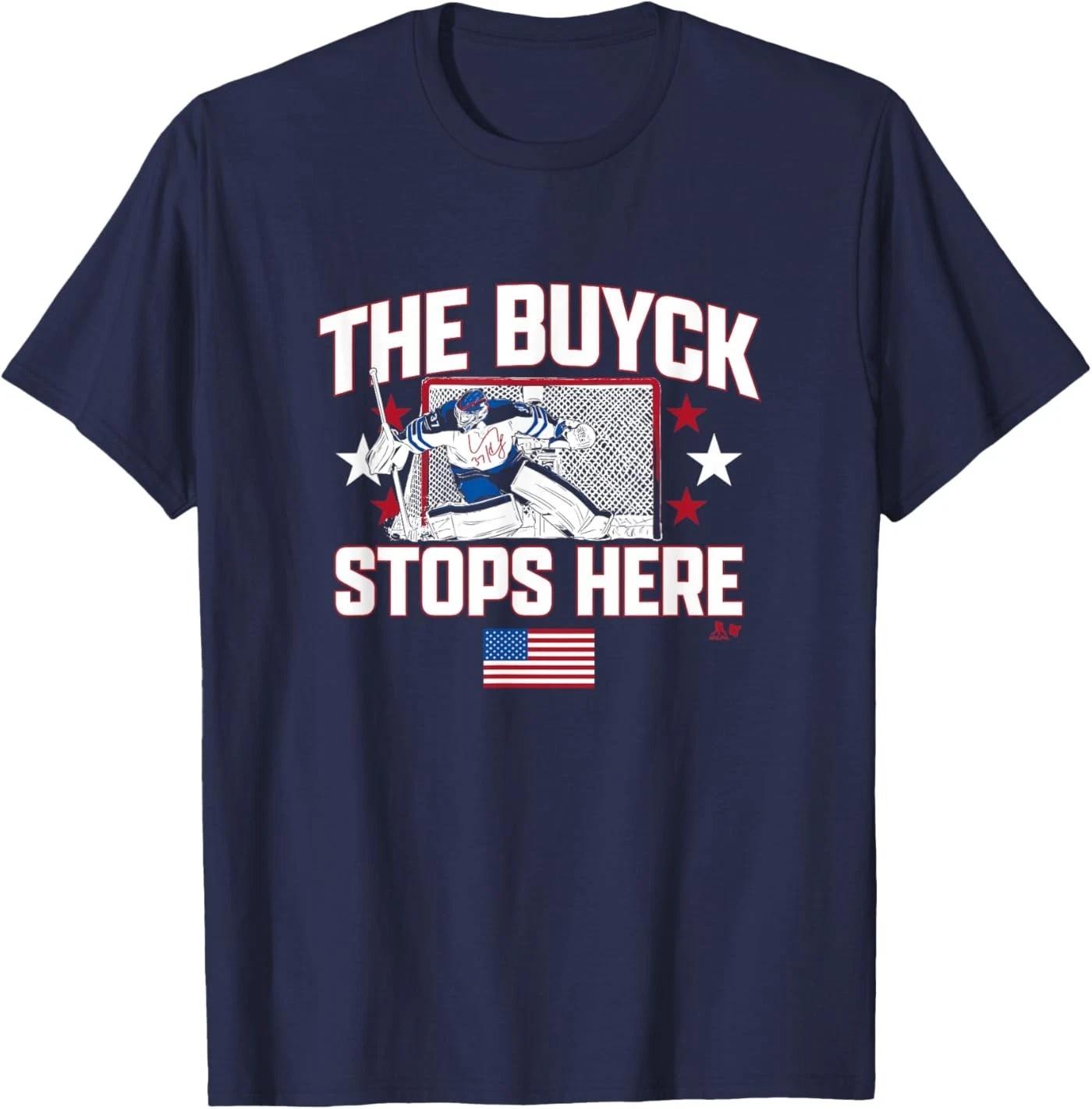 

Connor Hellebuyck - The Buyck Stops Here - Pro Hockey 100% Cotton T-shirt Mens Tees Top 2XL