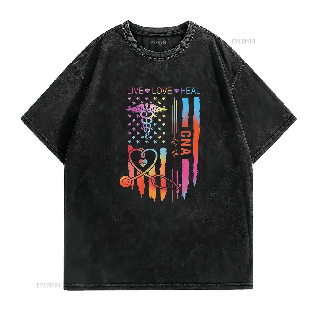 CNA Nurse Appreciation Week USA Flag T Shirt vintage Washed homme Stylish graphic Breathable Versatile designer clothes Soft