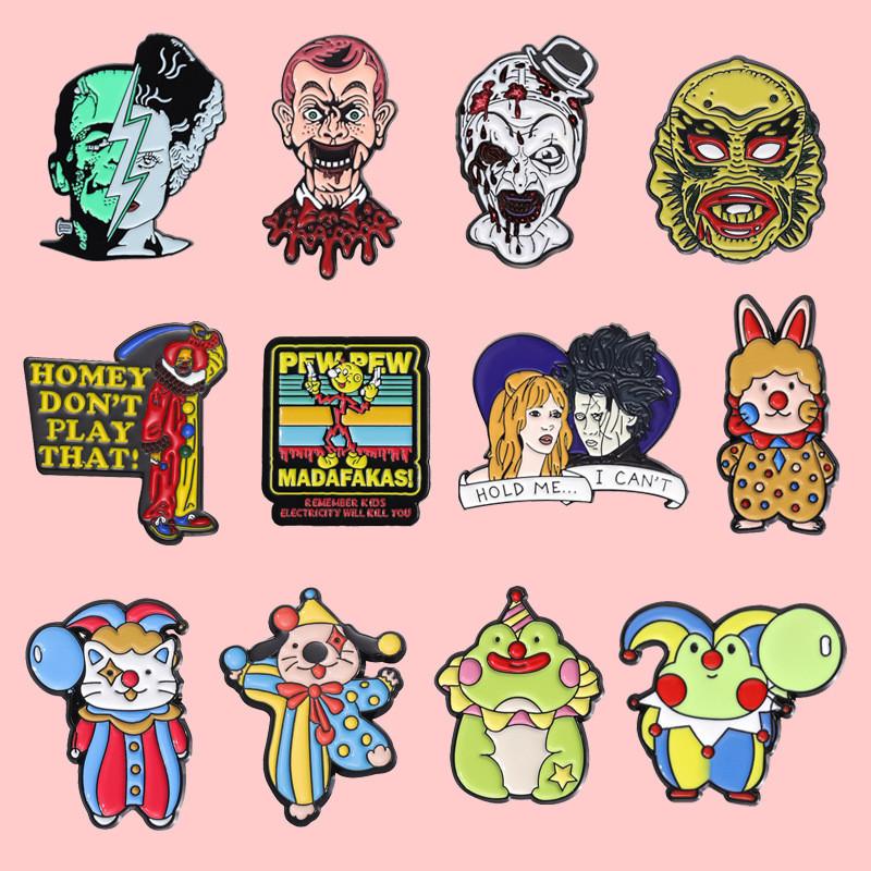 Unique Cartoon Horror Character Metal Badge Brooch Personal Accessory For Collectors