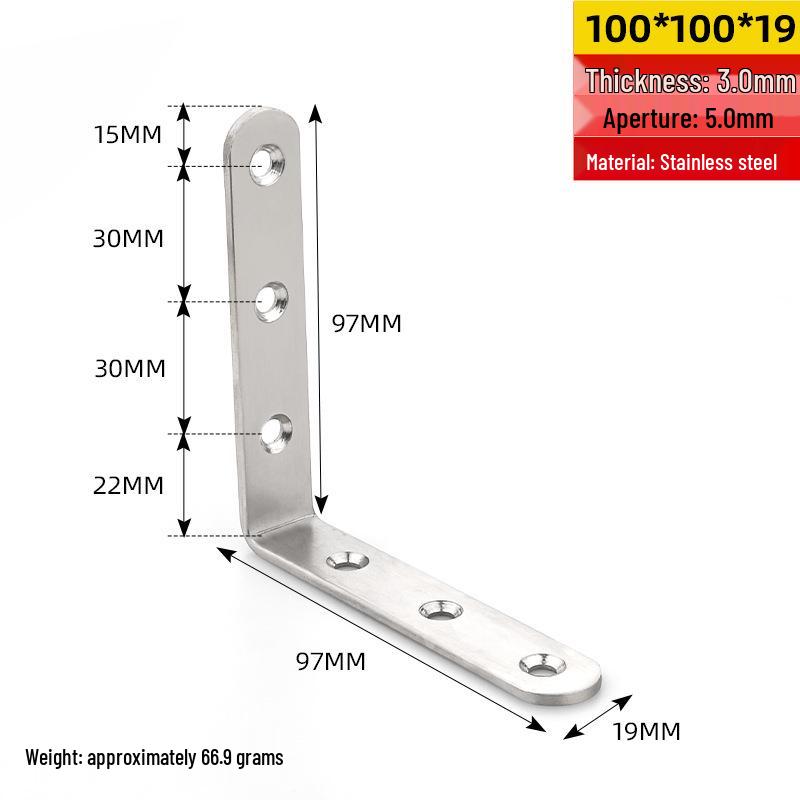 Stainless Steel 90° Right Angle Bracket for Furniture and Shelf Support