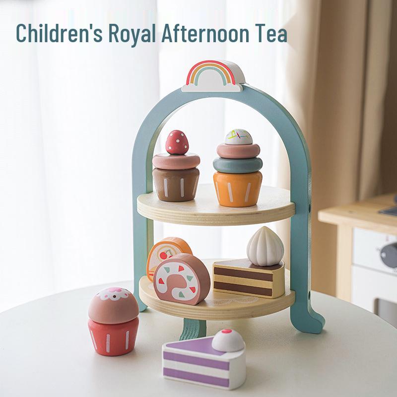 Kids' Wooden Tea & Dessert Role Play Set for Early Education