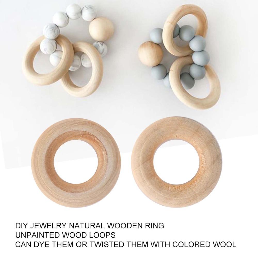 200pcs Smooth Surface Wooden Rings Log Color Wood Circles DIY Crafts Accessory  Jewelry Making