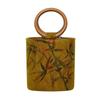 IELGY Fragrant Cloud Yarn Wooden Handle Ring Bucket Bag, Handbag, Literary and Retro National Style Bag, Medieval Handbag