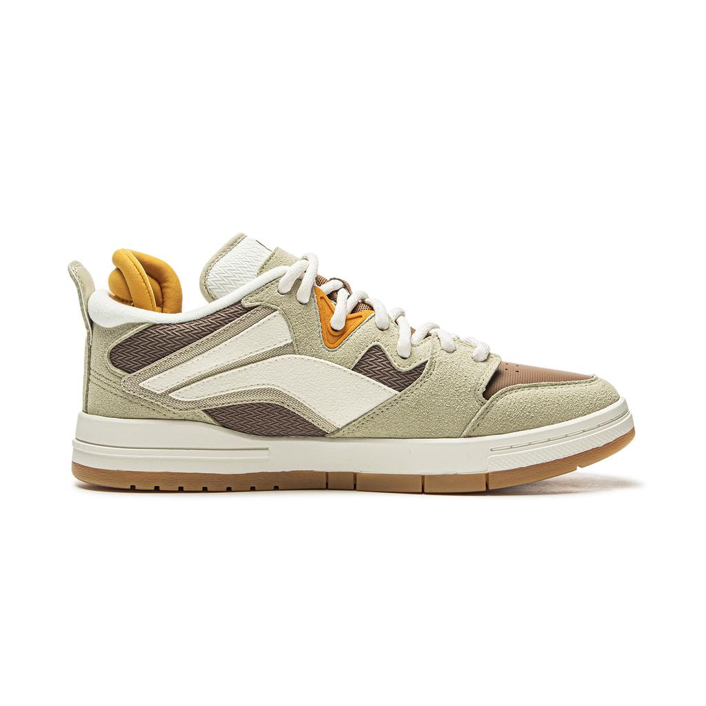 Li-Ning Fashion Versatile Non-Slip Wear-Resistant Low-Top Skate Shoes Men Sneakers Green Brown White AECU037-3