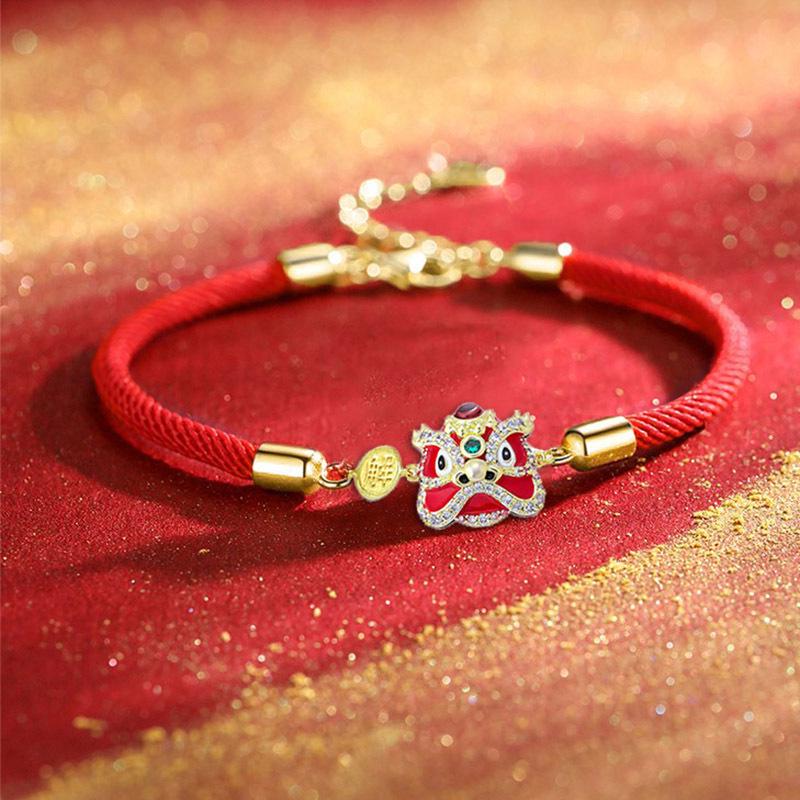 Forbidden City Lion Zodiac Bracelet - Red Couples Bracelet for Men and Women, Perfect New Year Gift