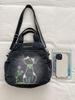 Denim Bestickte Blume Katze Mehrzweck-Schultertasche - Großer Kapazität Studentenrucksack & Reise-Crossbody-Tasche