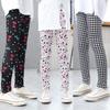 Calça legging feminina 2t-12t, primavera e outono, fina, elástica, estampada, coreana, roupas de verão