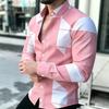 Trendy Geometric Pattern Long-sleeve Men's Shirt, Versatile for Daily and Smart Casual Looks.
