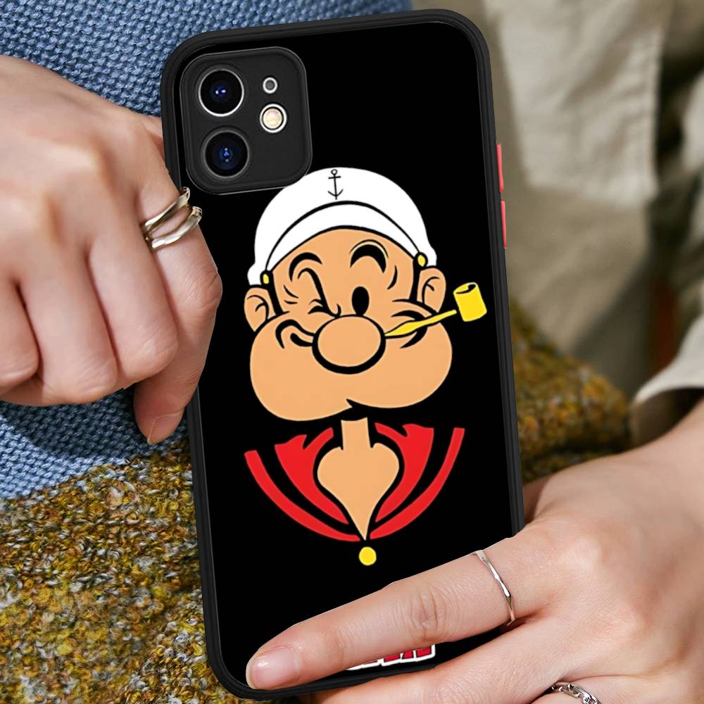 

Cartoon Animation P-PopeyeS Retro For IPhone 16 15 14 Plus 13 12 11 Pro Max X XS MAX Translucent Matte Shockproof Cover iphone 16pro max