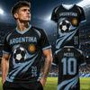Summer Fashion GPT New Messi Graffiti Fan Sports T-shirt Daily Match Training Comfortable Parent-child Argentina Football Jersey
