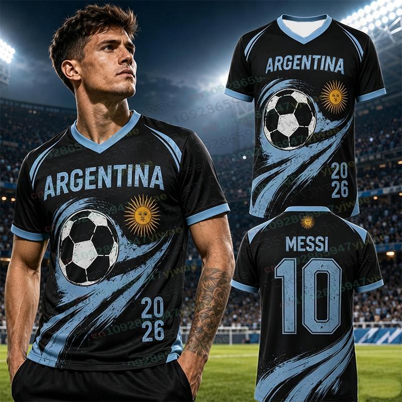 Summer Fashion GPT New Messi Graffiti Fan Sports T-shirt Daily Match Training Comfortable Parent-child Argentina Football Jersey