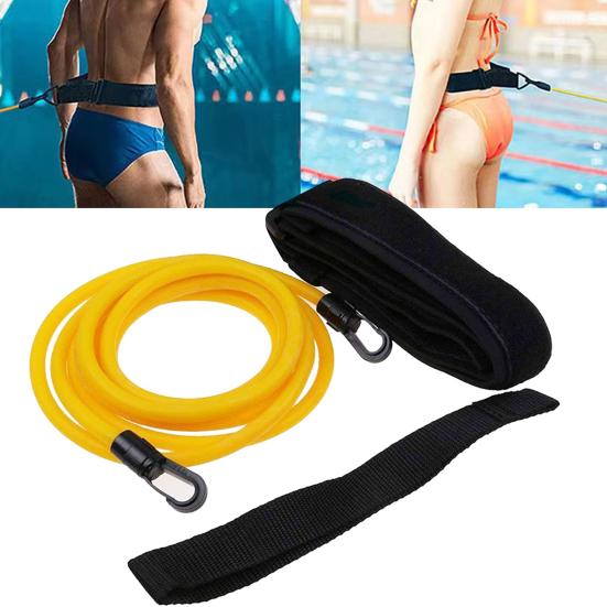 Swim Training Belt Good Toughness Highly Resilient No Deformation Non-Slip Anti-break Strength Training with Storage Pouch Swimming Training