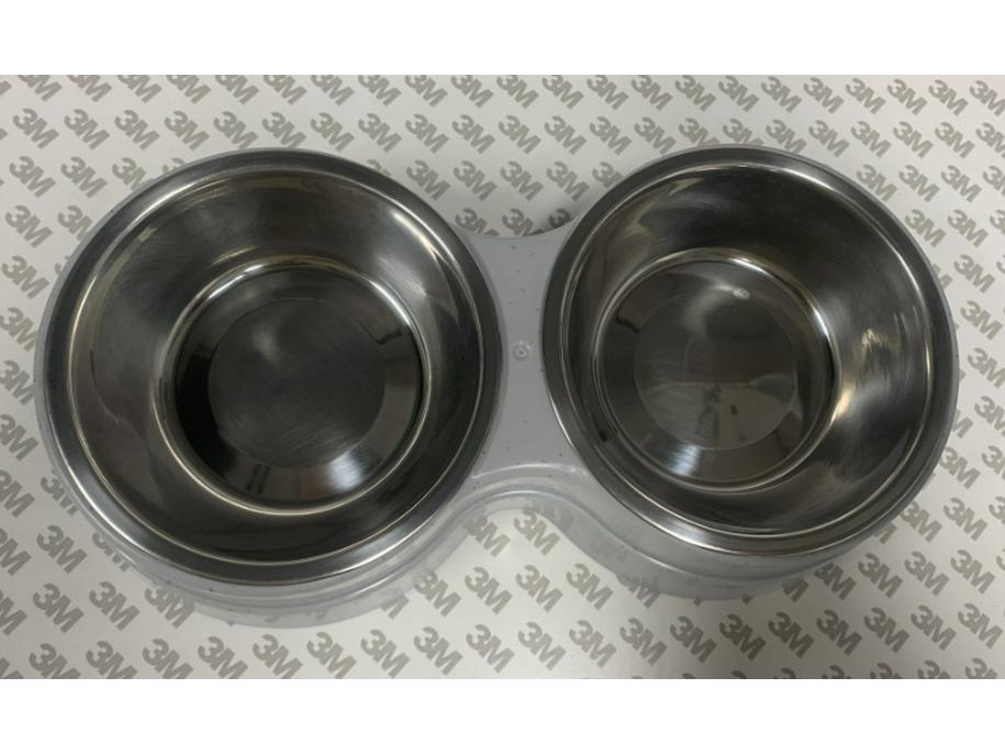 

Stainless Steel & Wheat Straw Double Pet Bowl for Food & Water сірий колір/пшеничний