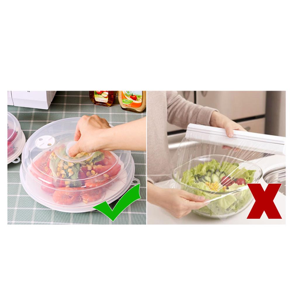 Microwave Oven Plate Cover Round Replacement Washable Household Kitchen Anti-Splatter Food Dish Steam Vent Accessories