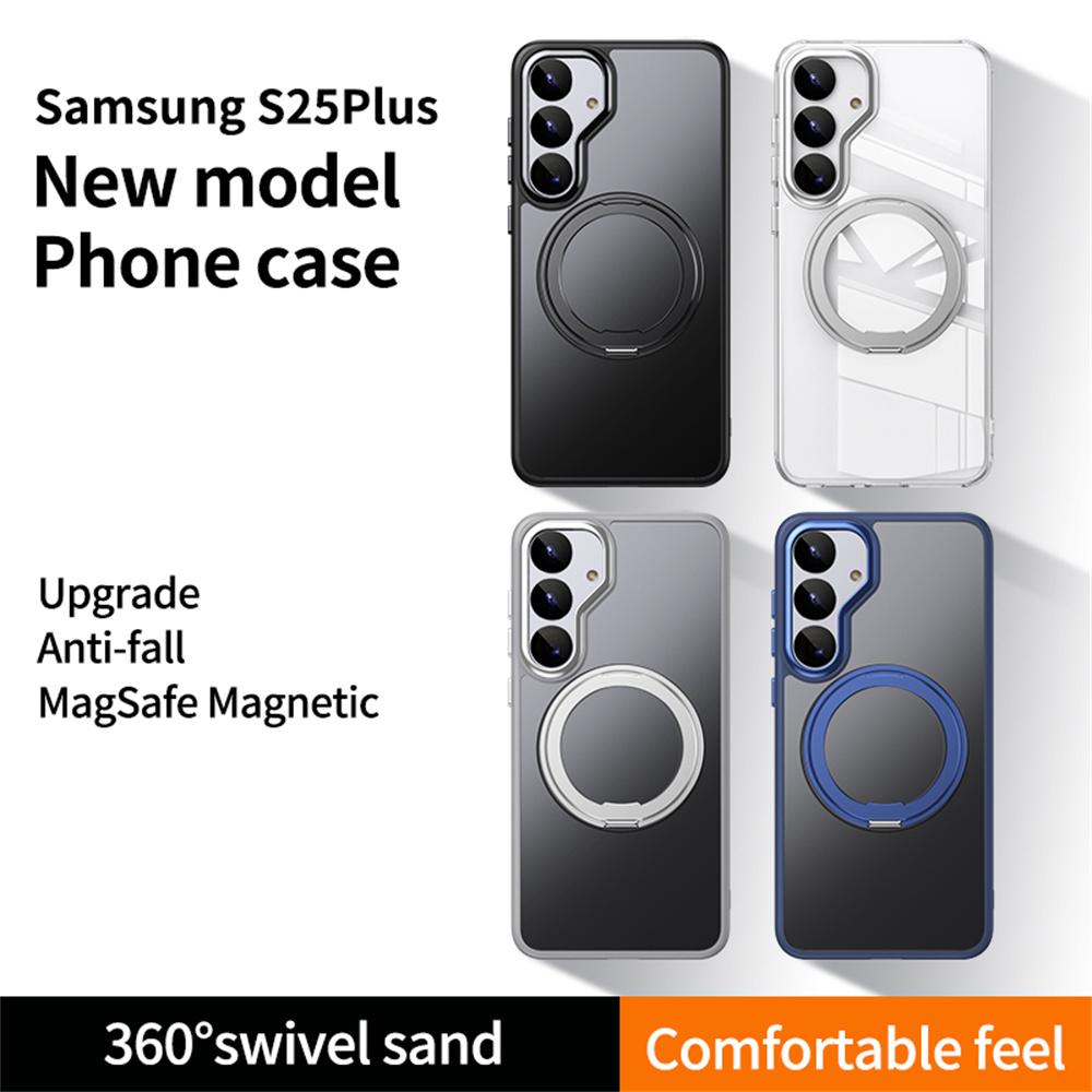 For Samsung Galaxy S25+ Case Compatible with MagSafe TPU+Acrylic+Metal Kickstand Matte Phone Cover