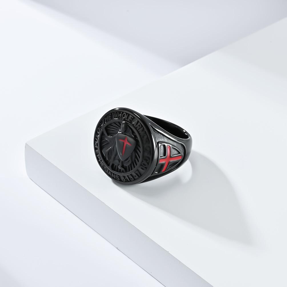 

Кольцо для мужчин «Рыцари-тамплиеры облачились во всеоружие Божие» с дизайном Красного Креста в Ефесе 13 чёрный