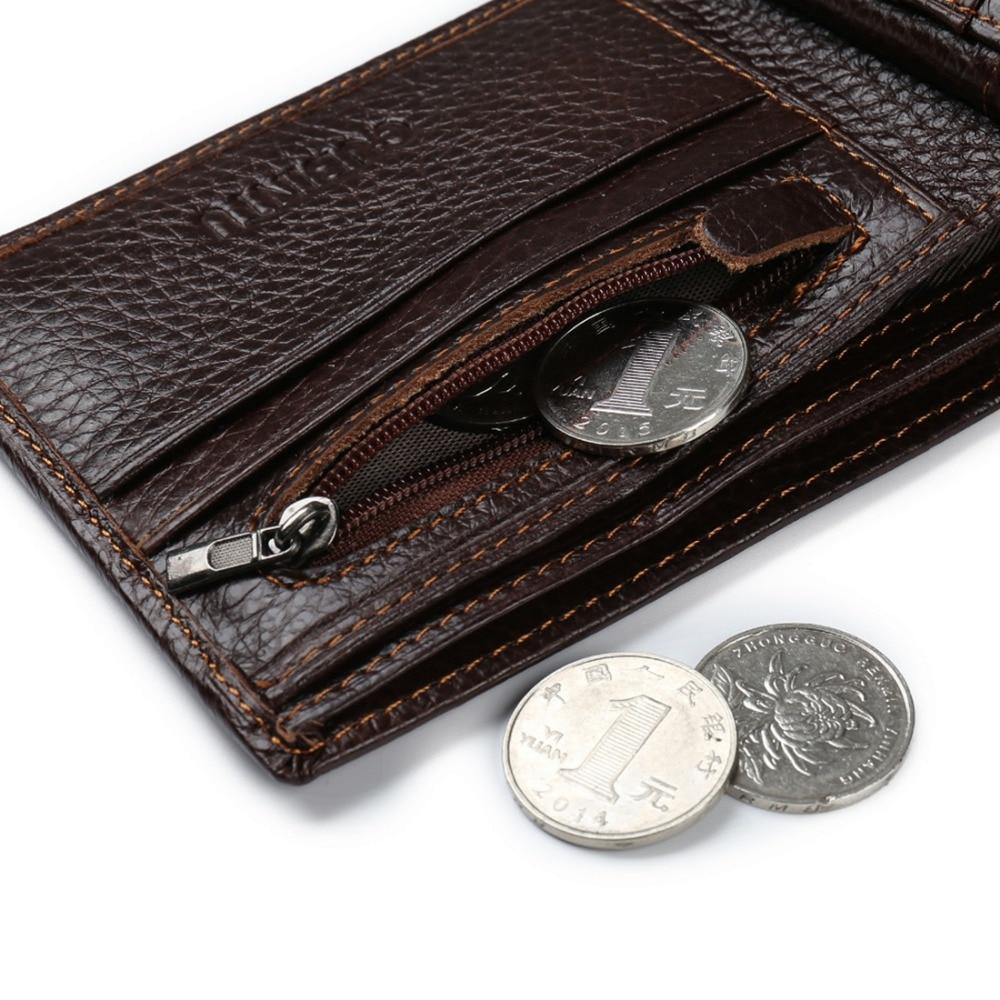 Genuine Leather Men Wallets Coin Pocket Zipper Real Men's Leather Wallet with Coin High Quality Male Purse Cartera