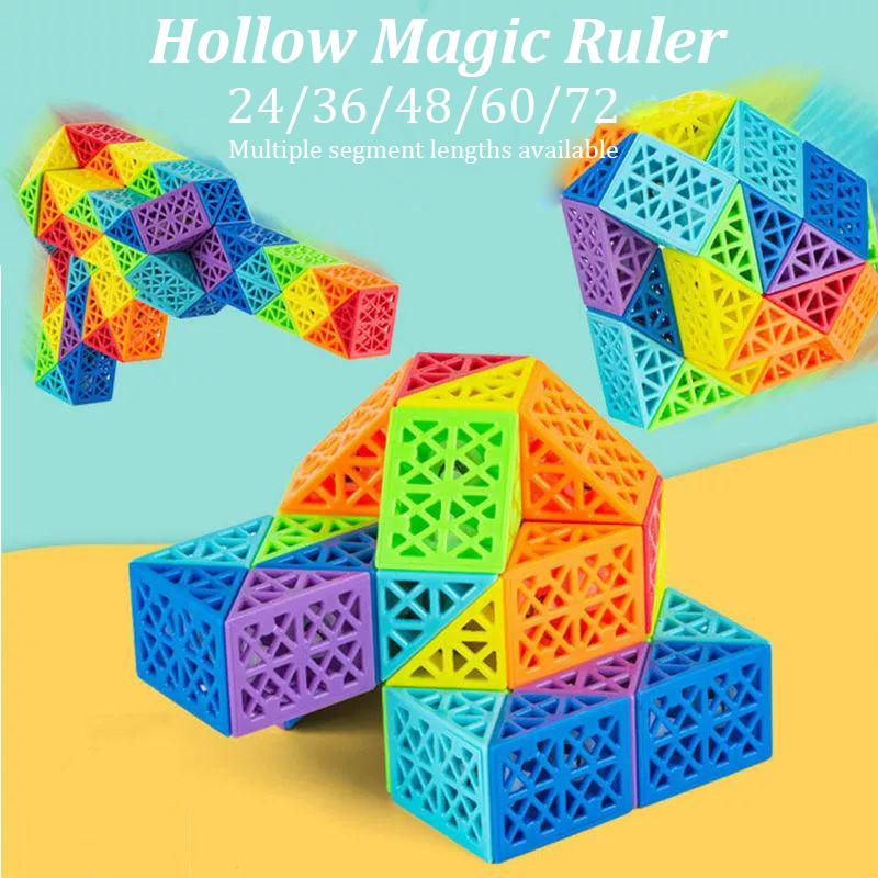 SENGSO Hollow Magic Ruler 24/36/48/60/72 Segments Blocks Magic Snake Cube Fidget Toy for Kids a Fun and Entertaining Puzzle Cube