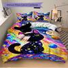 3pcs Cosmic Cats Art Printed Quilt Set - Soft and Comfortable Quilt Cover for Bedroom, Guest Room and Dormitory Decorative Bedding Set N022