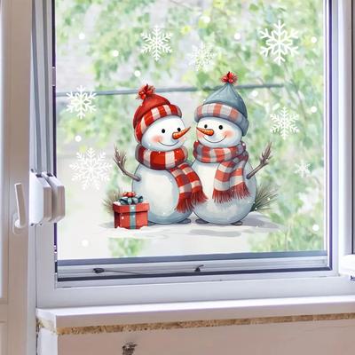 Christmas 2025 Christmas Sticker Snowman Snowflakes Snowman Decal New Year Decoration Self-adhesive Electrostatic Sticker Home