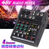 48V 4 Kanallı Bluetooth Ses Kartı Mikser Konsolu Dijital Ses Mikseri MP3 USB Girişi + Müzik Kaydı Karaoke için Phantom Güç