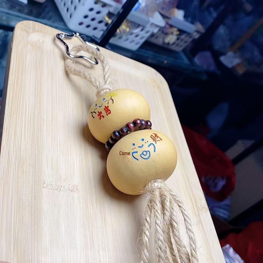 Hand-Carved Wooden Gourd Pendant - Unique Car Hanging Ornament and Gift тыквы