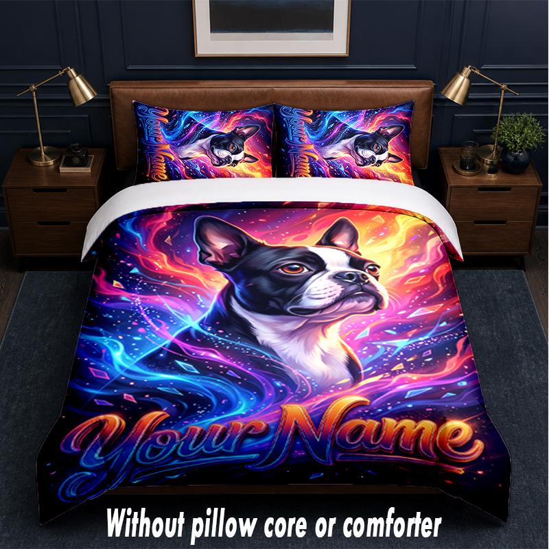 Neon Theme Custom Text Or Name 3Pcs Bedding Set,1 Flat Sheet & 2 Pillowcases Personalized Home Bedding