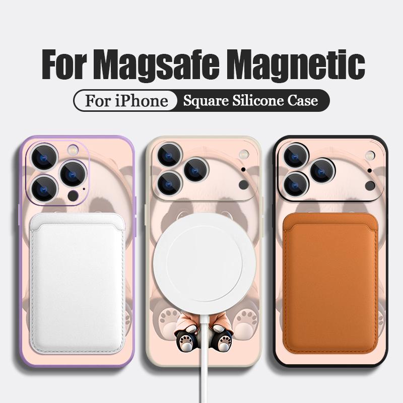 Orange Coat Panda Pattern Case For iPhone 17 Pro Max Magnetic For Magsafe Silicone Cover For iPhone 16 Pro Max Funda iPhone 15 14 13 12 11 16E Air