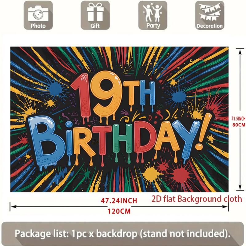1pc Birthday 19th Graffiti Hanging Banner Polyester