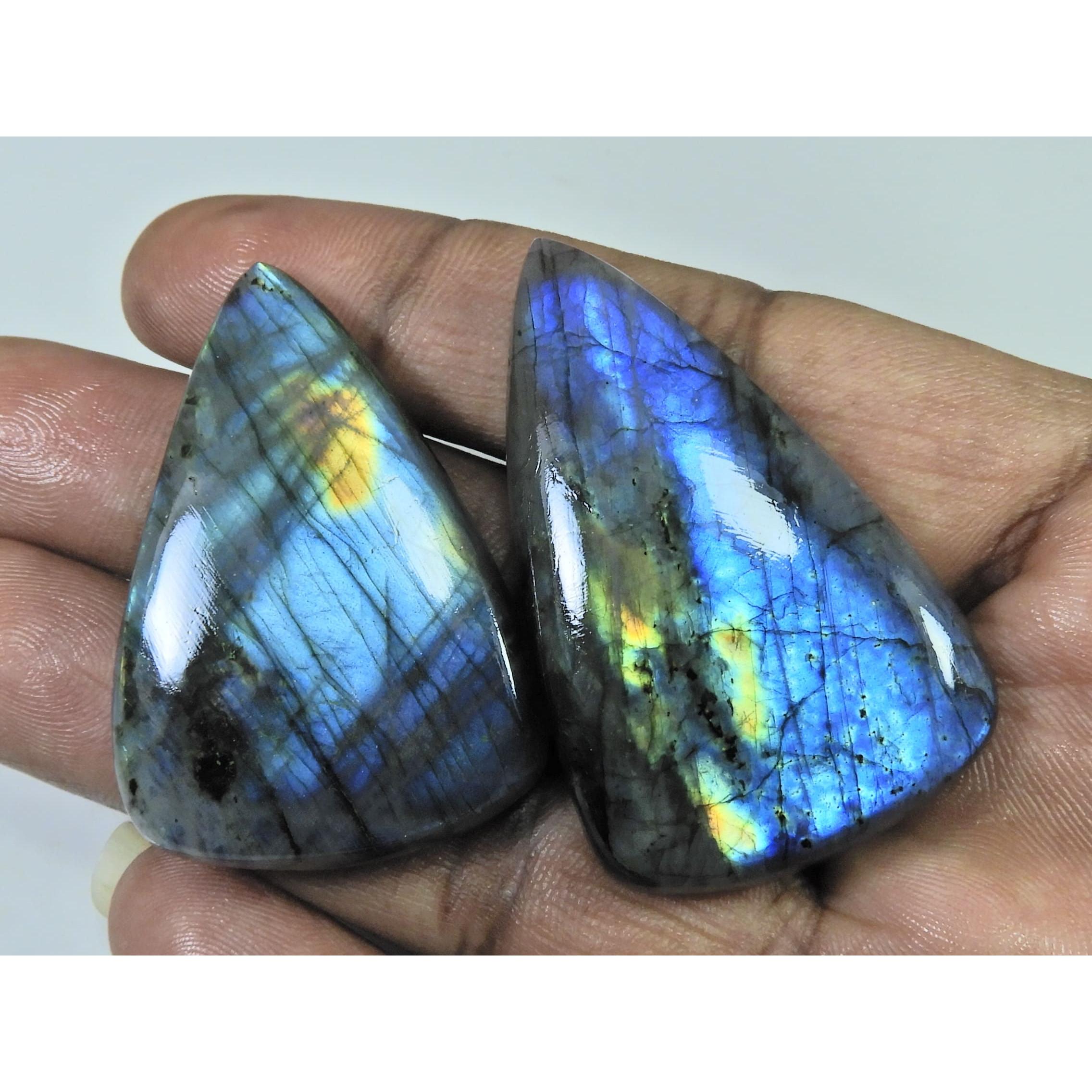 44-48 MM Natural Labradorite Multi Pear Cabochon Loose Gemstone 2 Pcs Lot D-251