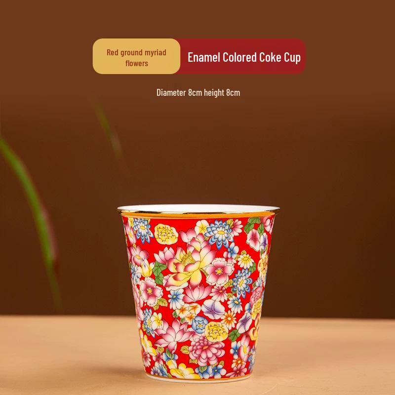 Jingdezhen Ceramic Chinese Style Large Capacity Tea and Beer Cup - Enamel Cola Design 300-400ml