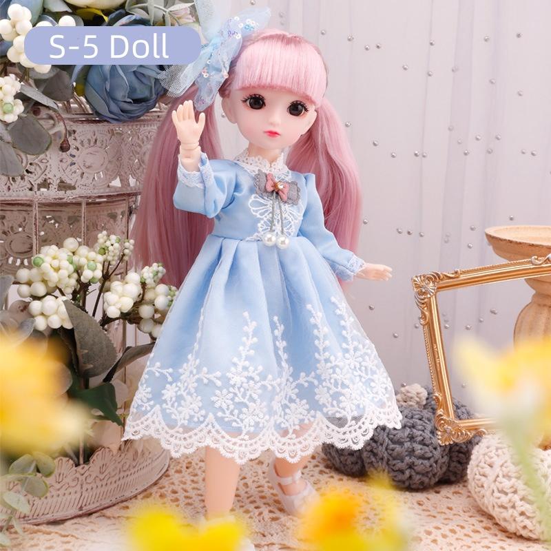 BJD Doll for Girls 30cm Anime Doll 23 Joint Movable Body with Skirt Hat Headdress Dress Up DIY Toy