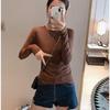 Women's 2025 Autumn/Winter White Slim Fit Long Sleeve Round Neck Base Layer Top