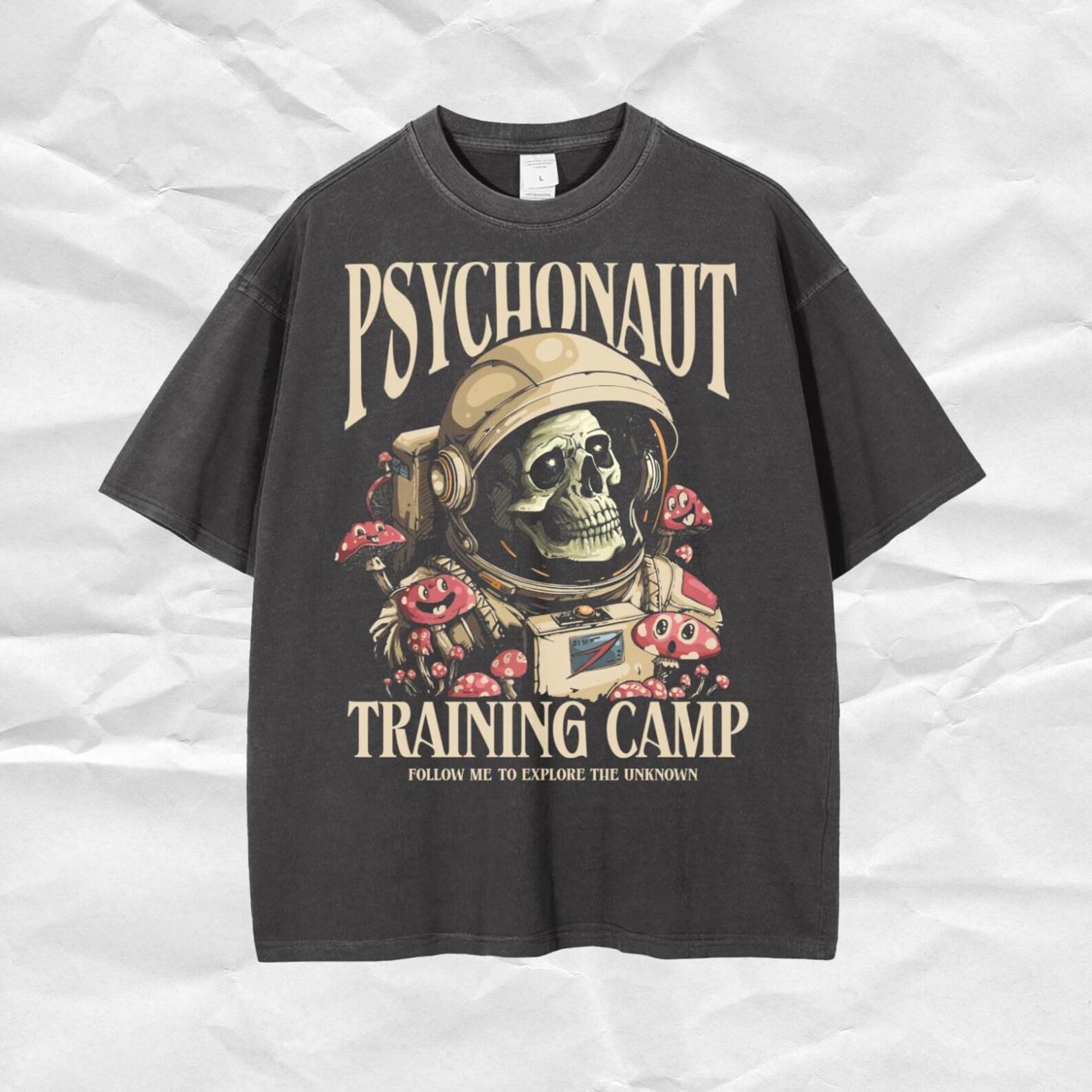 Astronaut Skull Mushroom Shirt: Trippy Goth Graphic Tee S