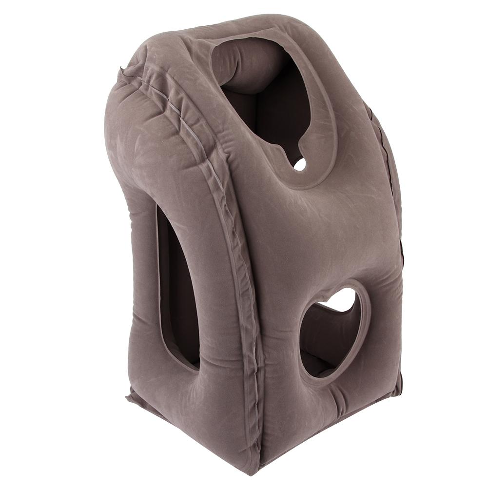 Portable Folding Inflatable Travel Pillow Home Airplane Sleeping Office Napping Rest PillowGray