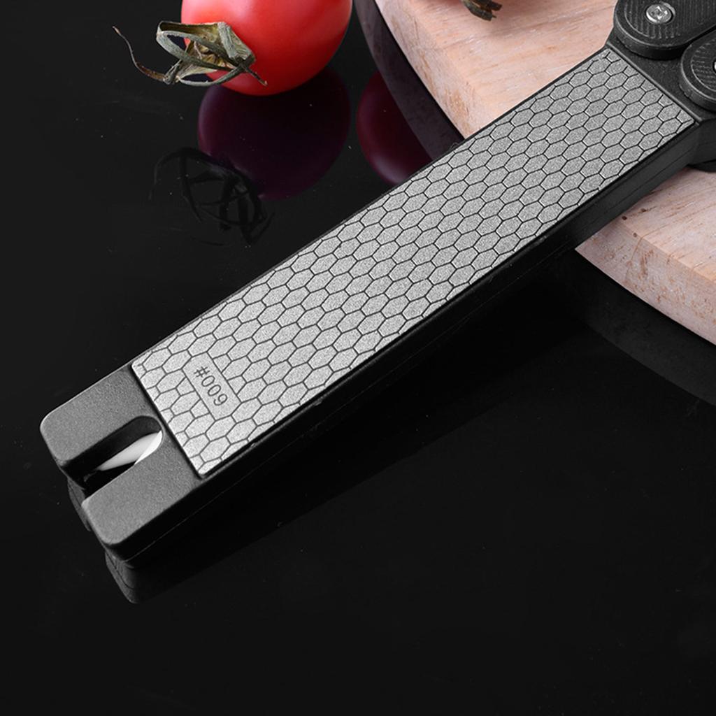 Handheld Double Sided Sharpener 3 In 1 400/600 Grit Foldable Diamond Knife Sharpening Stone for Kitchen Garden Outdoor