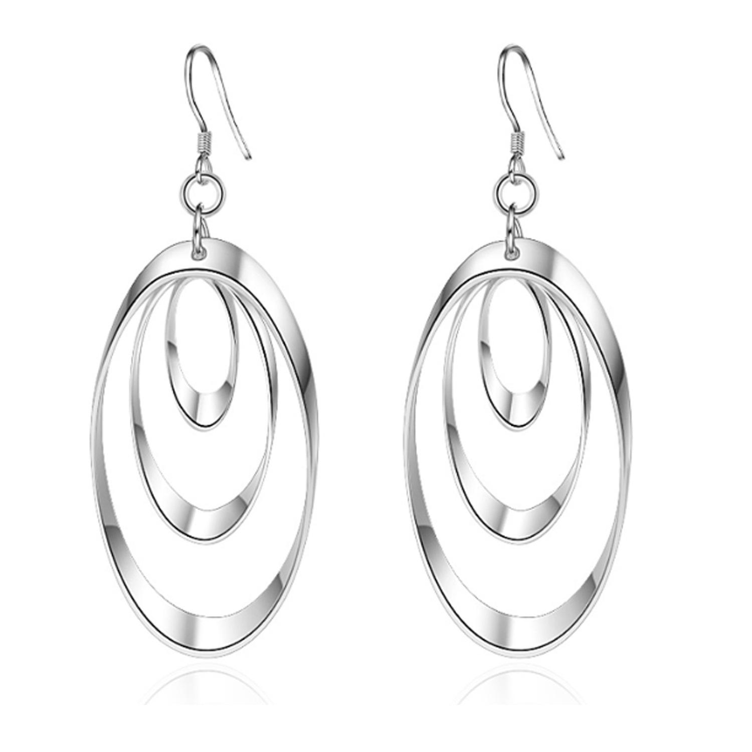 Серьги-подвески овальные из стерлингового серебра Легкие и элегантные Серебряные Женские 925 Серебро Тосканы Капля