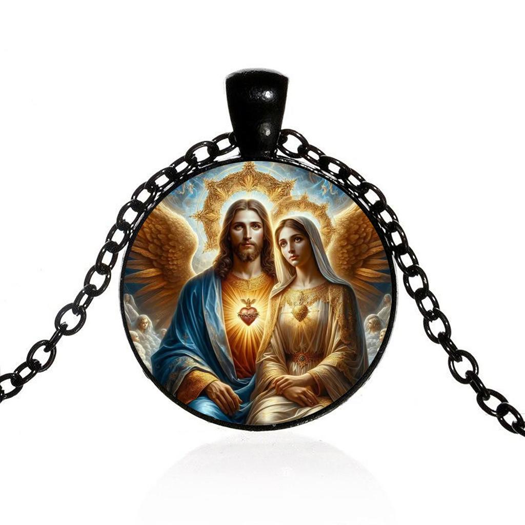 One piece vintage Jesus Mother Necklace Pendant Christian Jesus Glass Pendant Necklace Fashion Accessories Suitable for Daily Wear