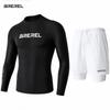 Heren UV-Bescherming Rash Guard Set Lange Mouw Zwemshirt Sneldrogende Boardshorts Snorkelen Surfen Kajakken