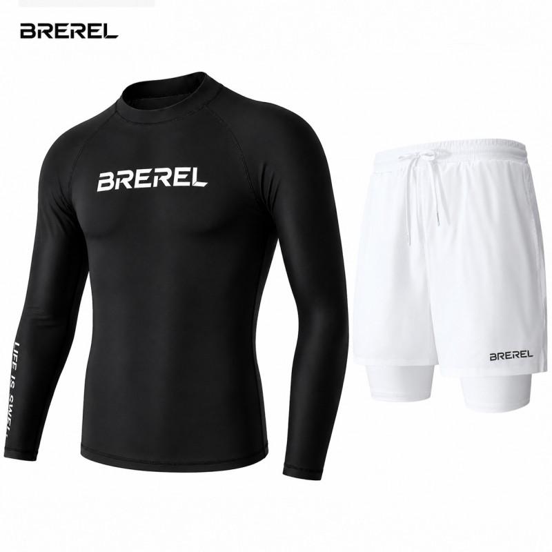 Heren UV-Bescherming Rash Guard Set Lange Mouw Zwemshirt Sneldrogende Boardshorts Snorkelen Surfen Kajakken