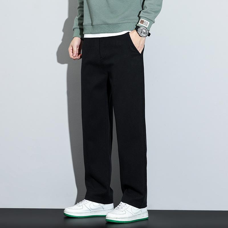 Men's Trendy Loose Straight Fleece Jeans - Casual Harem Long Pants for Autumn/Winter 2024