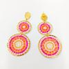 Fashion 18K Gold Plated Stainless Steel Earrings Bohemia Statement Stud Earrings Glass Beads for Women Summer Beach Jewelry
