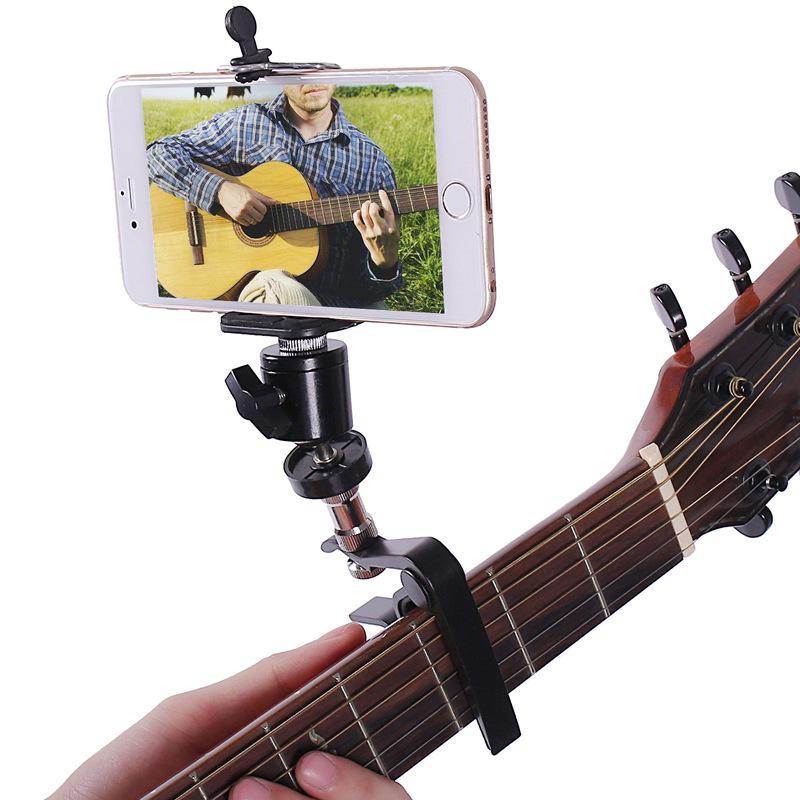 Folk Electric Bass Guitar Phone Holder with Capo and Music Score Clip