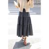 Korean Style Retro Plaid Midi Skirt
