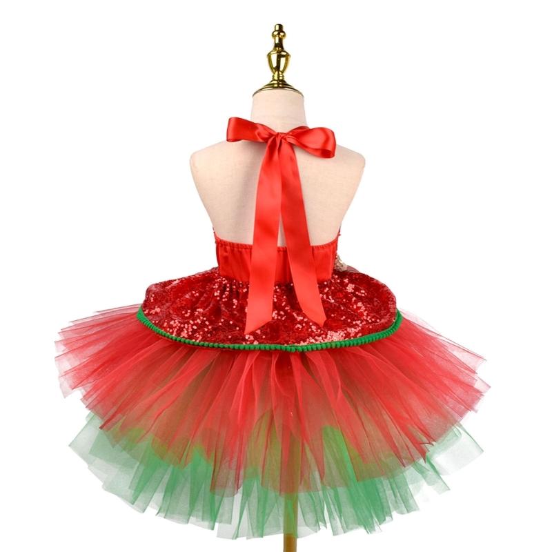 Girl Christmas Dress up Costume with Sequins Dress and Headband Christmas Princess Outfit for Girl Halloween Christmas